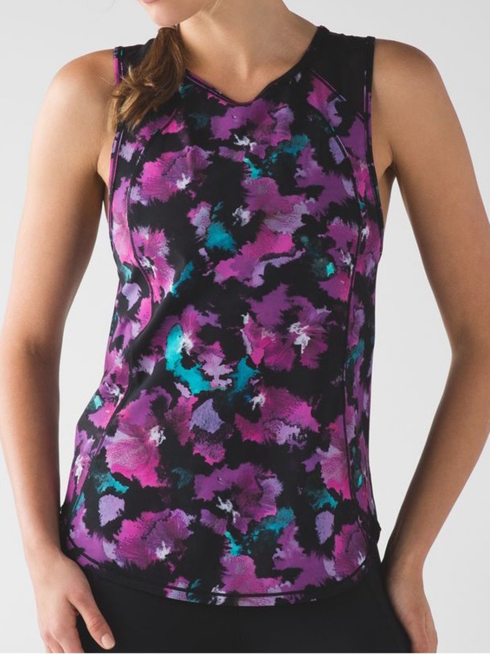 Lululemon Sculpt Tank Midnight Bloom Black Deep Fuschia / Black size 8